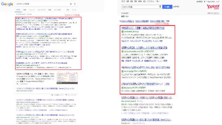 リスティング広告の例キャプチャ画像