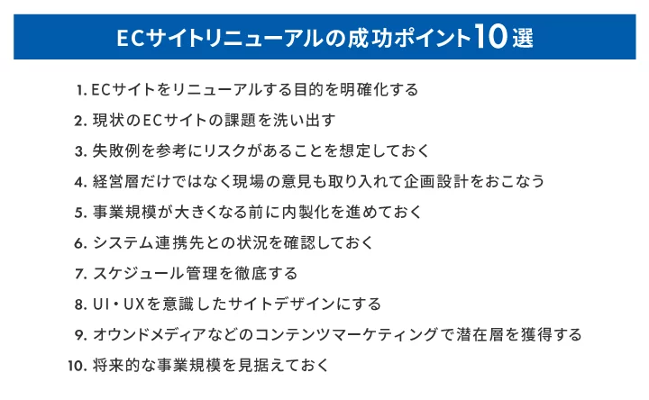  ECサイトリニューアルの成功ポイント10選