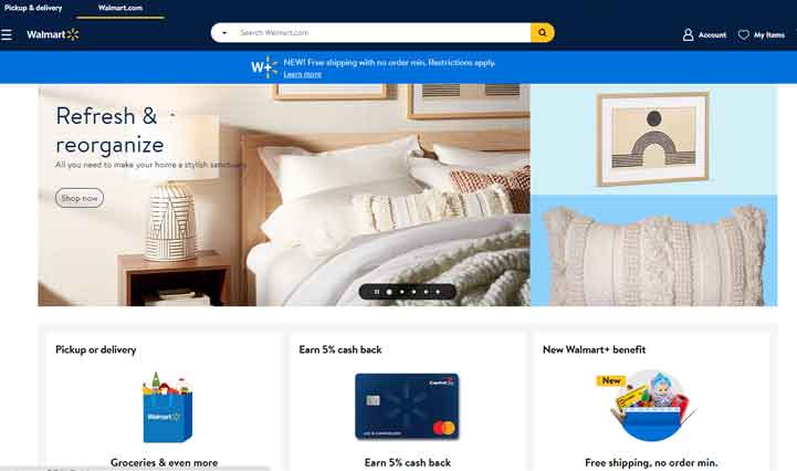Walmartのサイトトップ画像