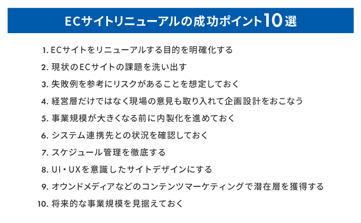 ECサイトリニューアルの成功ポイント10選